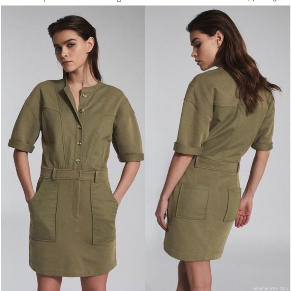 REISS army green mini dress size 0